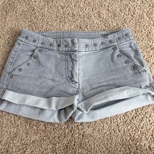 Studded Gray Shorts with Rolled Hem